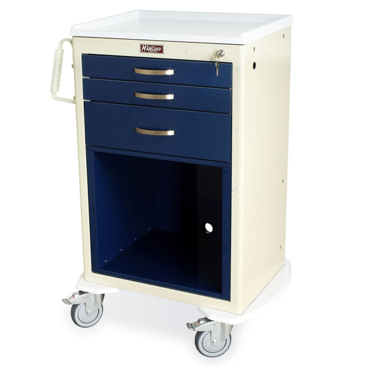 MDS2430KC5 Navy and Beige Medical Equipment Cart - Quarter Left