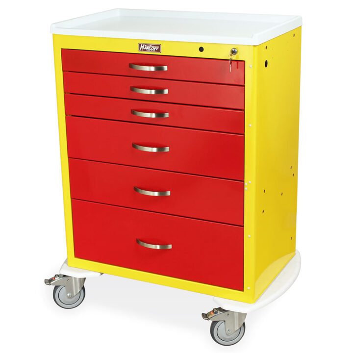 MDS3030K06 Yellow and Red Anesthesia Cart Setup - Quarter Left