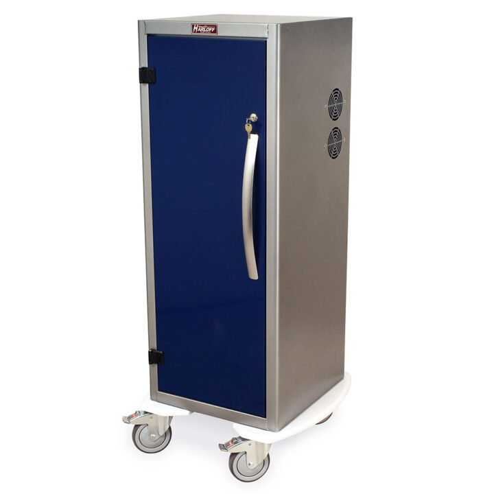 DSC24T-DP Brushed Silver and Navy Savary Dilator Storage Cart - Quarter Left