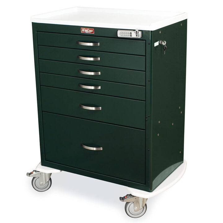 MDS3030E16 Forest Green Anesthesia Medication Cart - Quarter Left