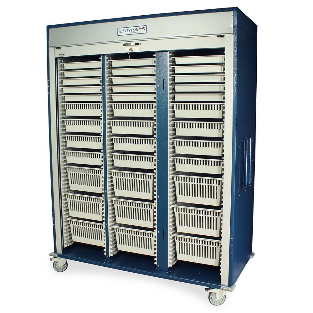 Triple Column Storage Cabinet with Double Wide Open Right Column, Glass  Doors, Electronic Keypad Lock, MSPM83-L0GEK - Harloff