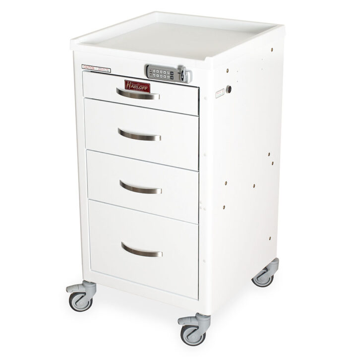 M3DS1824E04 White Infection Control Medical Cart - Quarter Left