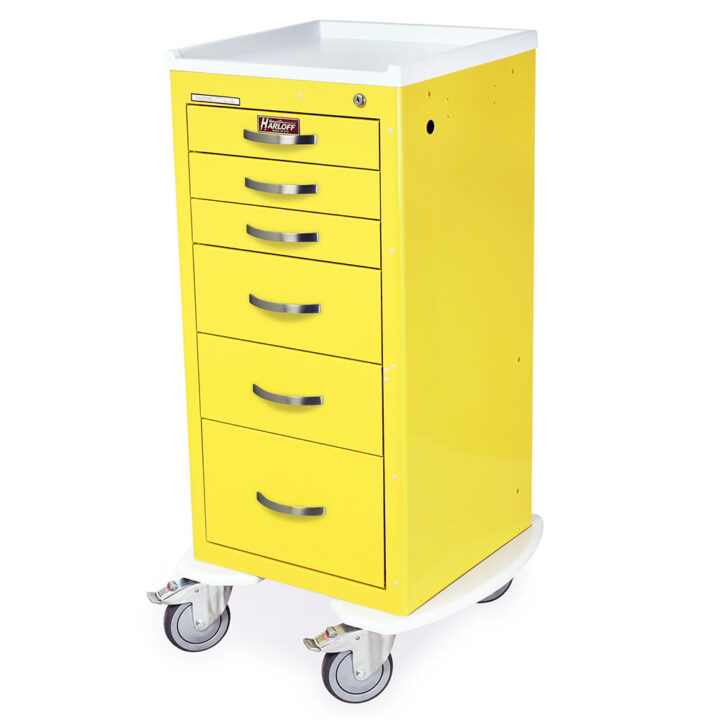 MDS1830K06 Yellow Narrow Lightweight Six Drawer Anesthesia Cart - Quarter Left