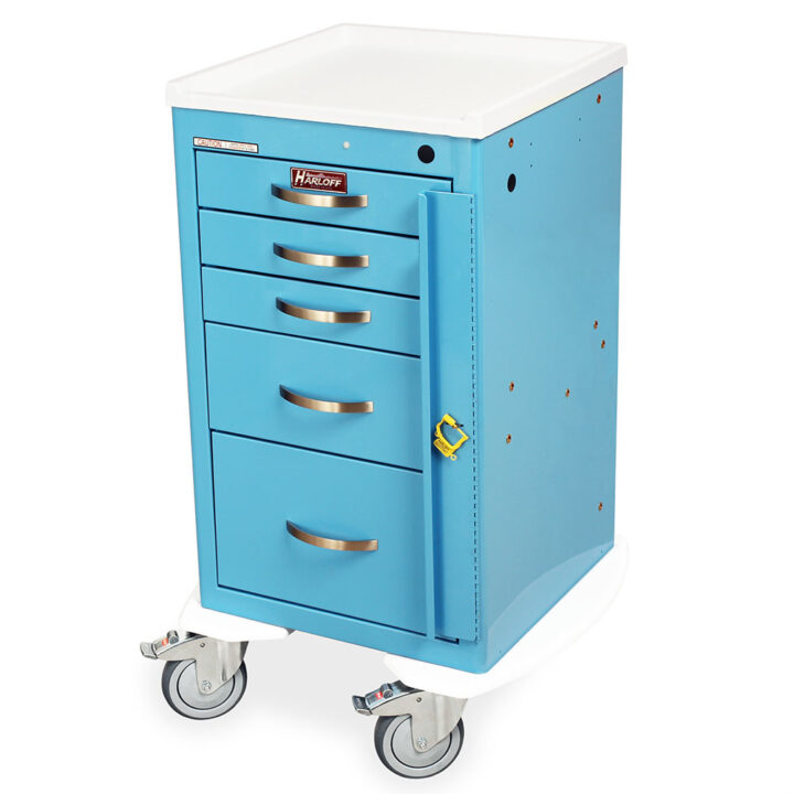 MDS1824B05 Light Blue Narrow Mobile Emergency Cart - Quarter Left