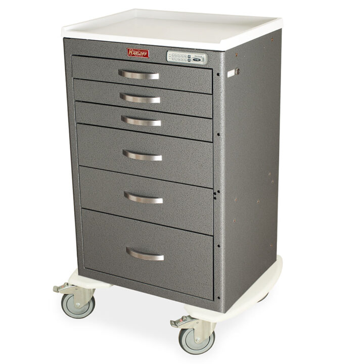 MDS2430E06 Hammertone Gray E-Lock Procedure Cart - Quarter Left