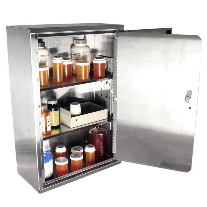 NCSS24C16-DT2 Stainless Steel Narcotics Cabinet - Cabinet Open with Medications