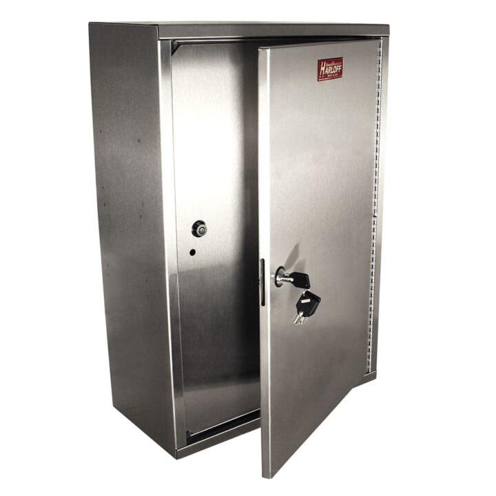 NCSS24C16-DT2 Stainless Steel Narcotics Cabinet - Quarter Right One Door Open