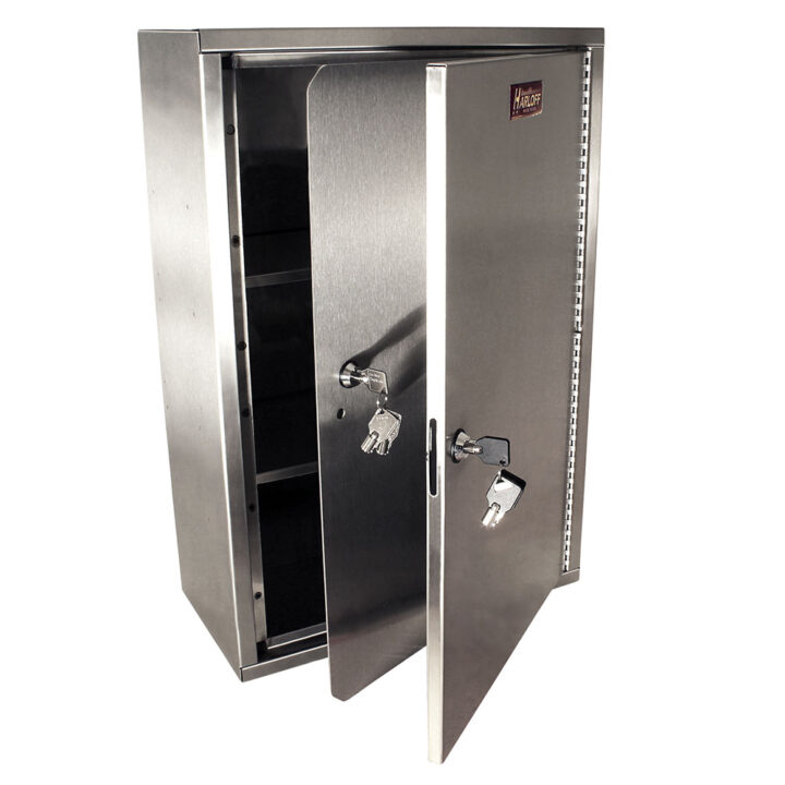 NCSS24C16-DT2 Stainless Steel Narcotics Cabinet - Quarter Right Two Doors Open