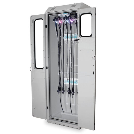 SC8030TD-T2310D+SC-10IND-30 Light Gray LED Indicator Scope Cabinets - Quarter Left Open with Scopes