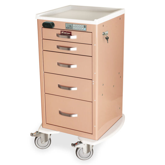 MDS1827WLP05 Mauve Wireless Auto-Locking Carts - Quarter Left