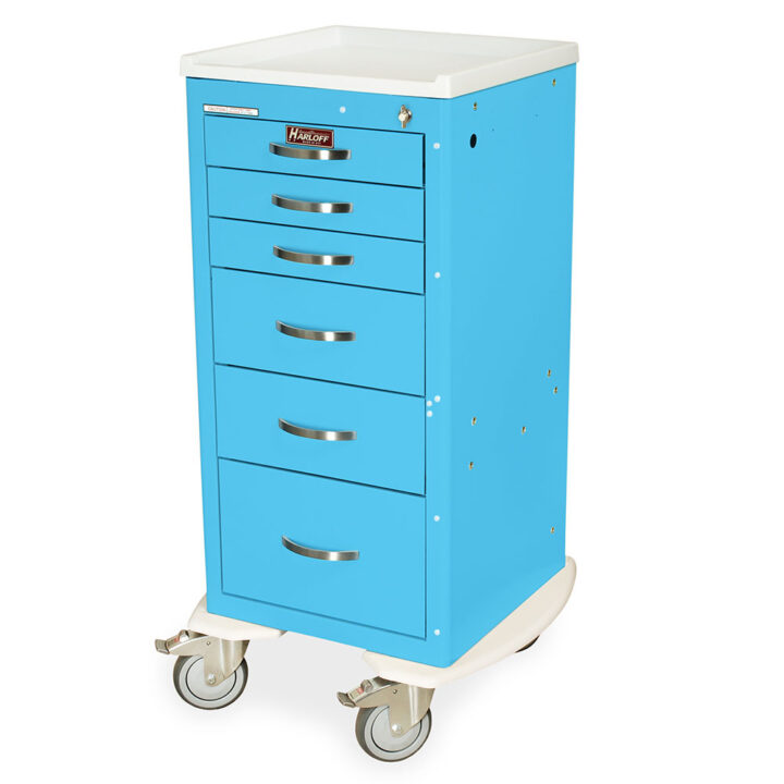 MDS1830L06 Light Blue Medical Treatment Cart with Basic Latch Lock - Quarter Left