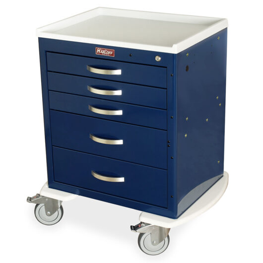 MDS2421K05 Navy Short Anesthesia Cart - Quarter Left