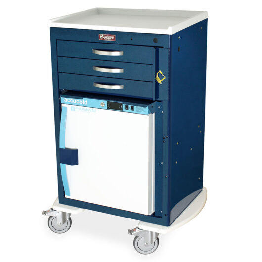 MDS2430B03-MH1 Hammertone Blue Malignant Hyperthermia Cart with Fridge - Quarter Left