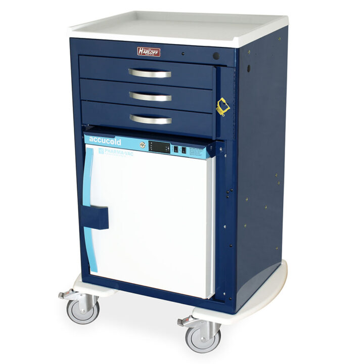 MDS2430B03-MH1 Navy Malignant Hyperthermia Cart with Fridge - Quarter Left