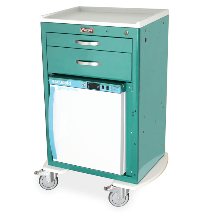 MDS2430K02-MH1 Teal Refrigerated Malignant Hyperthermia Cart - Quarter Left