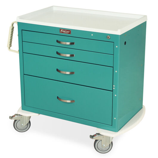 MDS3021K14 Teal Small Medical Cart - Quarter Left