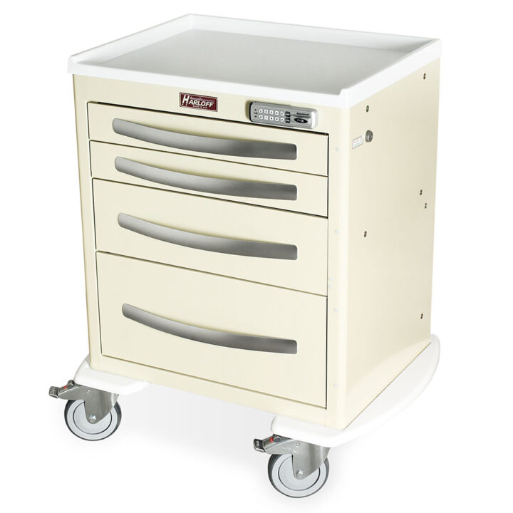 MPA2421E14 Cream Aluminum Anesthesia Cart with Electronic Lock - Quarter Lock